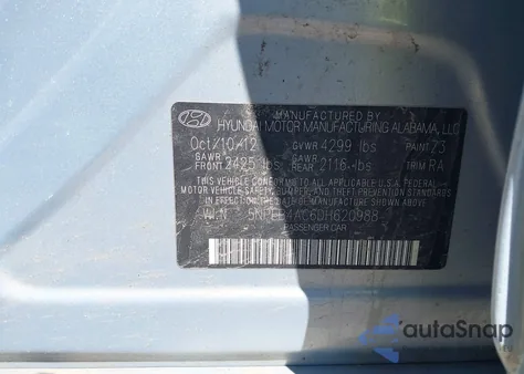 2013 Hyundai Sonata Gls z USA, uszkodzony, nr VIN 5NPEB4AC6DH620988